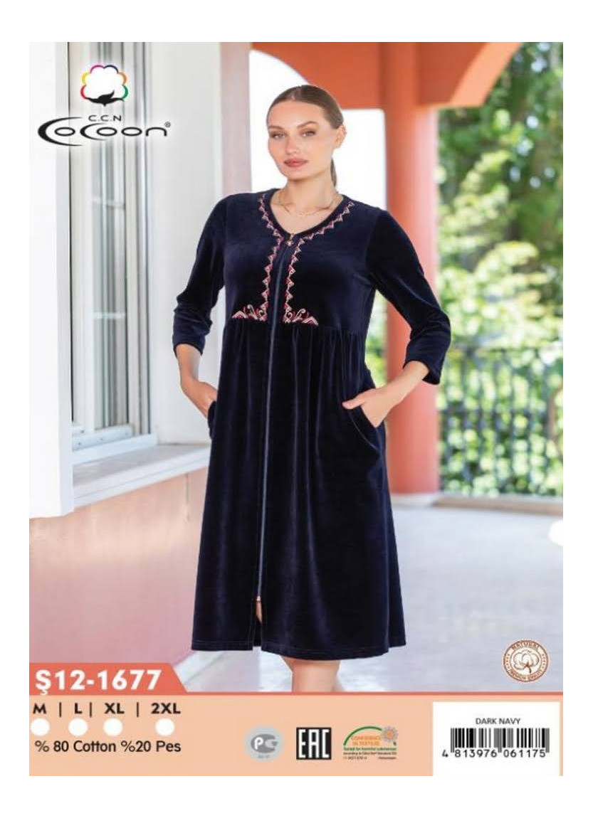 CCNŞ12-1677_DRN Velour Women's Robe (M+L+XL+2XL) — Istanbul wholesale supplier