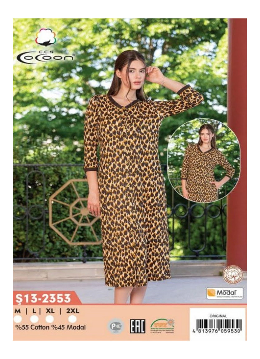 Халат Модал Женский на Пуговицах M+L+XL+2XL COCOON CCNŞ13-2353_ORI — фабричная коллекция оптом