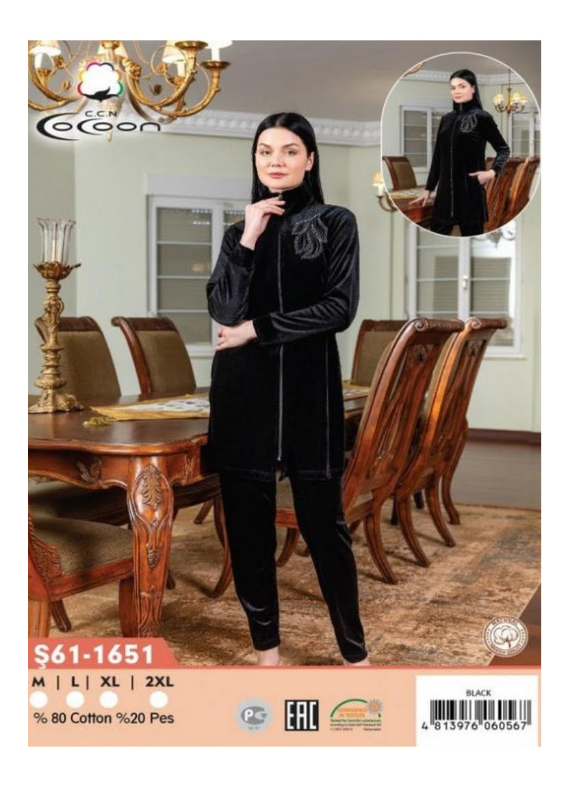 CCNŞ61-1651_BLA Velour Pants Homewear Set (M+L+XL+2XL) — Turkey wholesale collection