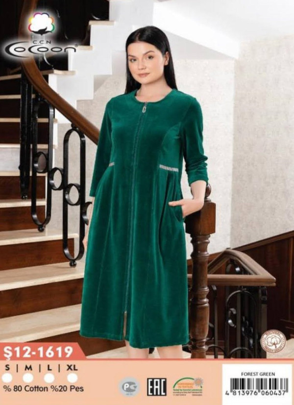 CCNŞ12-1619_FRS Velour Women's Robe (S+M+L+XL) — Istanbul wholesale supplier