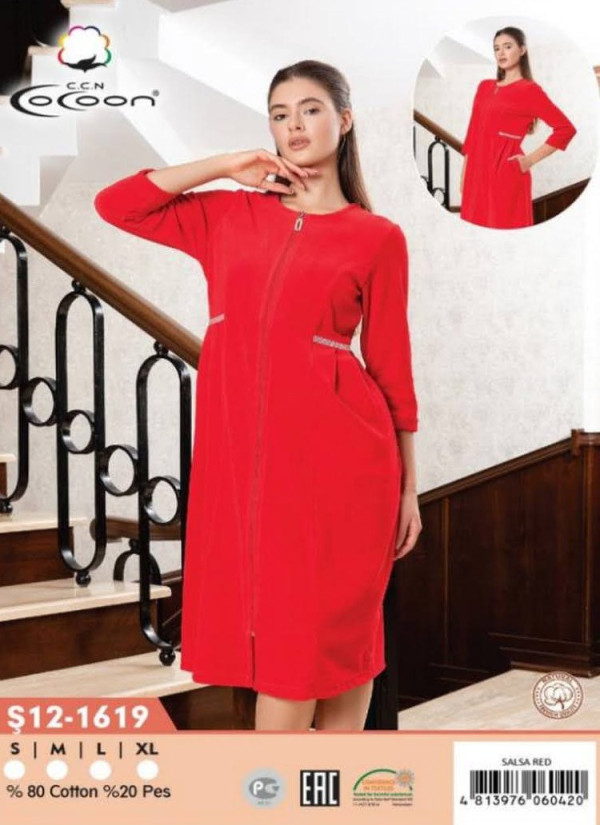 CCNŞ12-1619_SLR Velour Women's Robe (S+M+L+XL) — wholesale for boutiques