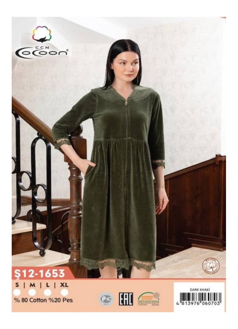 CCNŞ12-1653_DKH Velour Women's Robe (S+M+L+XL) — Turkey wholesale collection