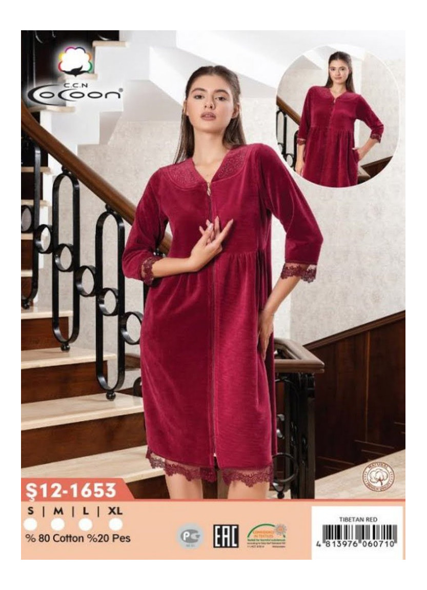 CCNŞ12-1653_TTR Velour Women's Robe (S+M+L+XL) — Turkish factory wholesale