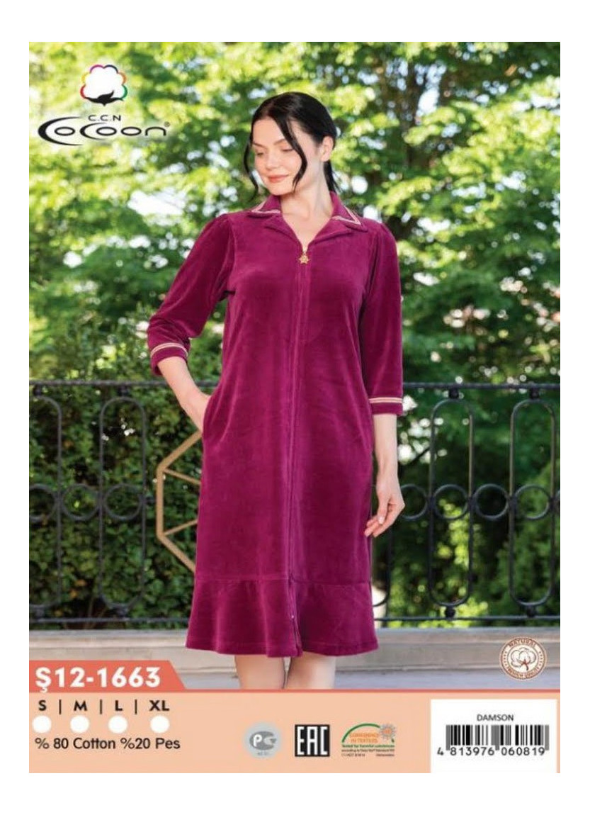 CCNŞ12-1663_DMS Velour Women's Robe (S+M+L+XL) — Turkey wholesale collection
