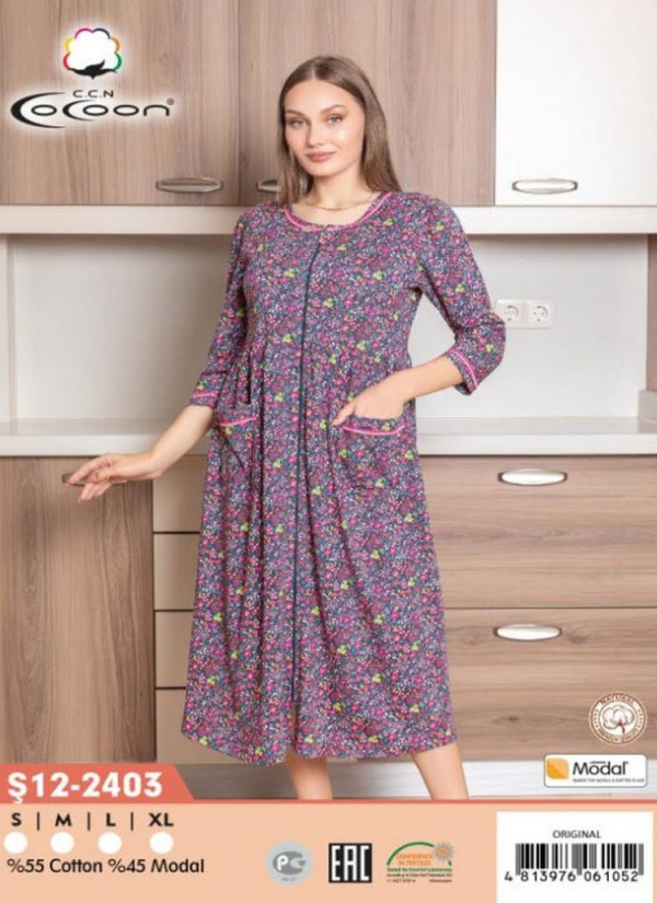 CCNŞ12-2403_ORI Modal Women's Robe (S+M+L+XL) — Turkish factory wholesale