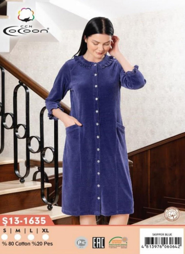CCNŞ13-1635_SKB Velour Women's Robe (S+M+L+XL) — Istanbul wholesale supplier