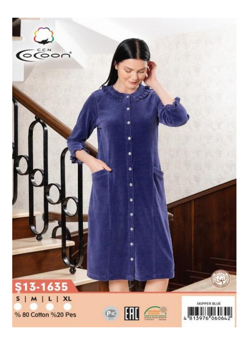 CCNŞ13-1635_SKB Velour Women's Robe (S+M+L+XL) — Istanbul wholesale supplier