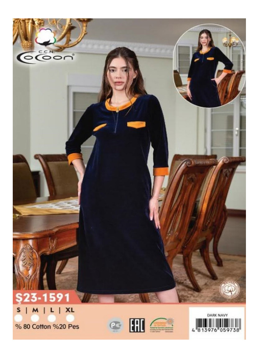Платье Велюровое S+M+L+XL COCOON CCNŞ23-1591_DRN — купить оптом со Стамбула
