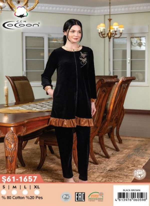 CCNŞ61-1657_BBR Velour Pants Homewear Set (S+M+L+XL) — Turkish factory wholesale