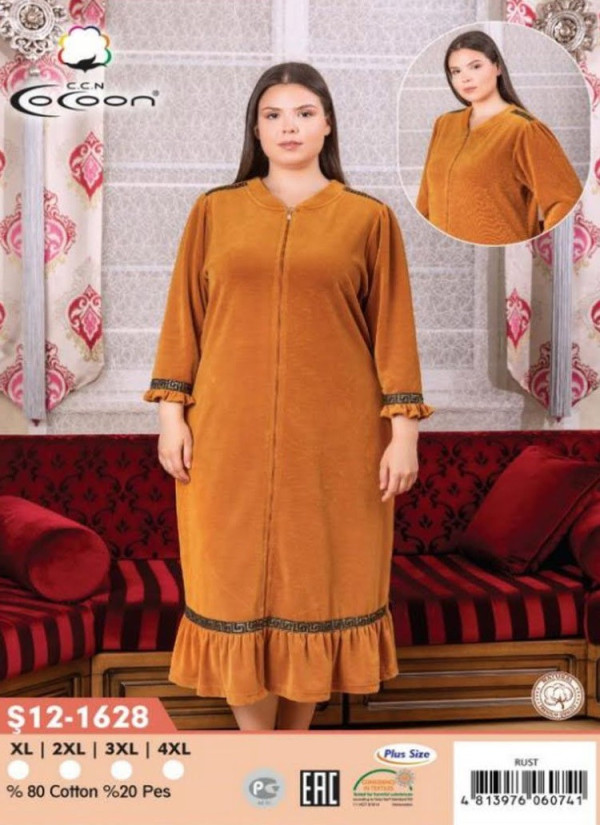 CCNŞ12-1628_RST Velour Women's Robe (XL+2XL+3XL+4XL) — Turkey wholesale collection