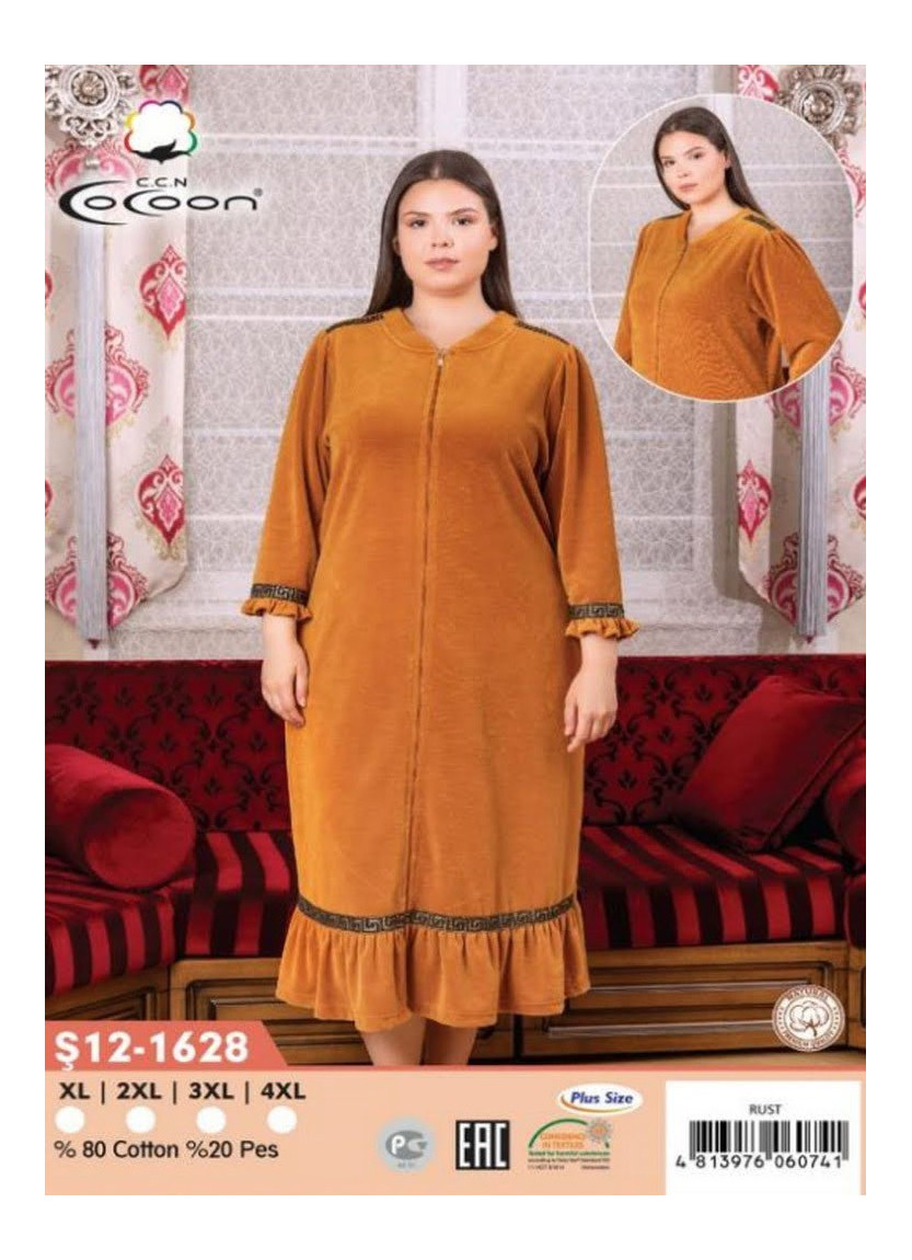 CCNŞ12-1628_RST Velour Women's Robe (XL+2XL+3XL+4XL) — Turkey wholesale collection