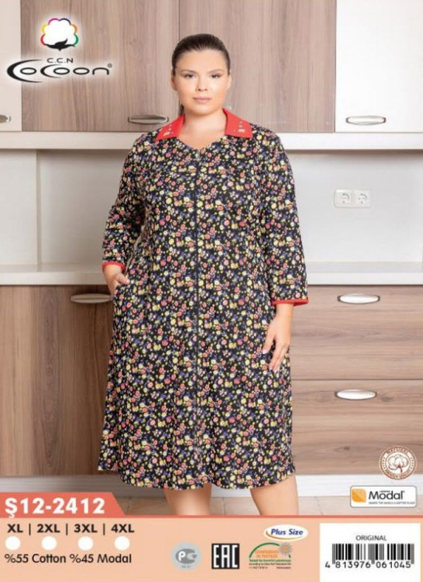 CCNŞ12-2412_ORI Modal Women's Robe (XL+2XL+3XL+4XL) — Turkish factory wholesale