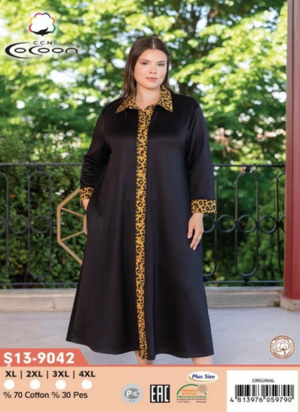 CCNŞ13-9042_ORI Velour Women's Robe (XL+2XL+3XL+4XL) — Istanbul wholesale supplier