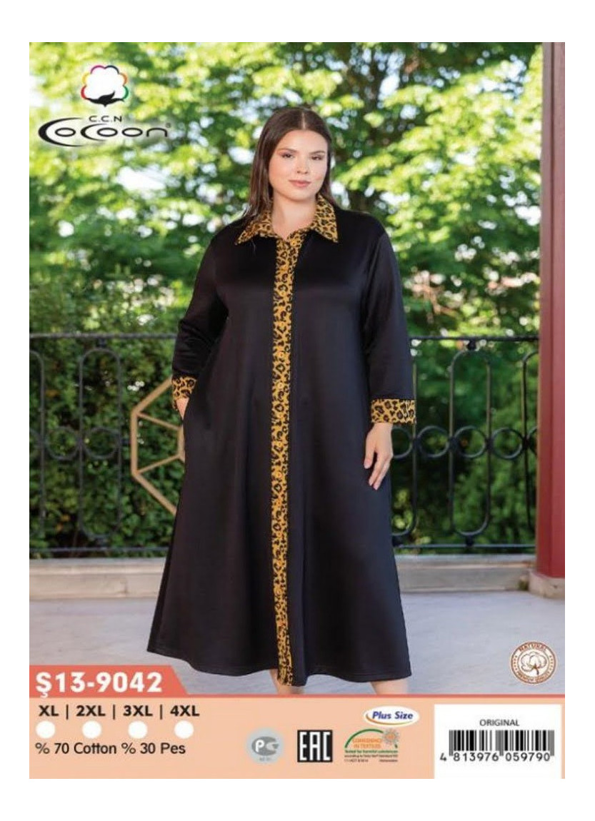 Халат Велюровый Женский на Пуговицах XL+2XL+3XL+4XL COCOON CCNŞ13-9042_ORI — купить оптом со Стамбула