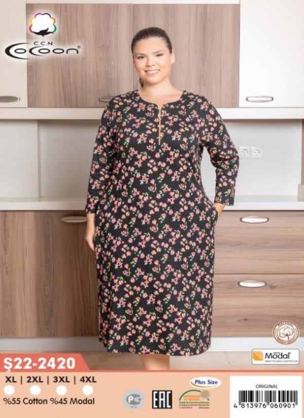 CCNŞ22-2420_ORI Modal Dress (XL+2XL+3XL+4XL) — Turkish factory wholesale