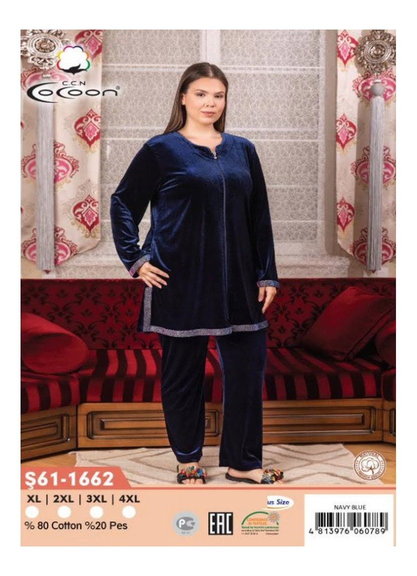 CCNŞ61-1662_NBL Velour Pants Homewear Set (XL+2XL+3XL+4XL) — Turkish factory wholesale