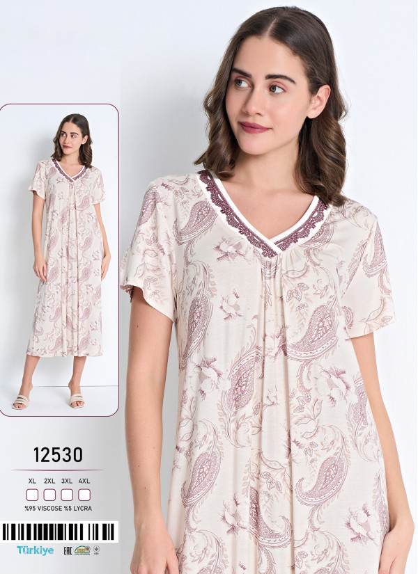 Caroline 12530 Оптом Турция Фабрика Ночная Сорочка (XL+2XL+3XL+4XL) Caroline 12530 Купить Оптом с Турции