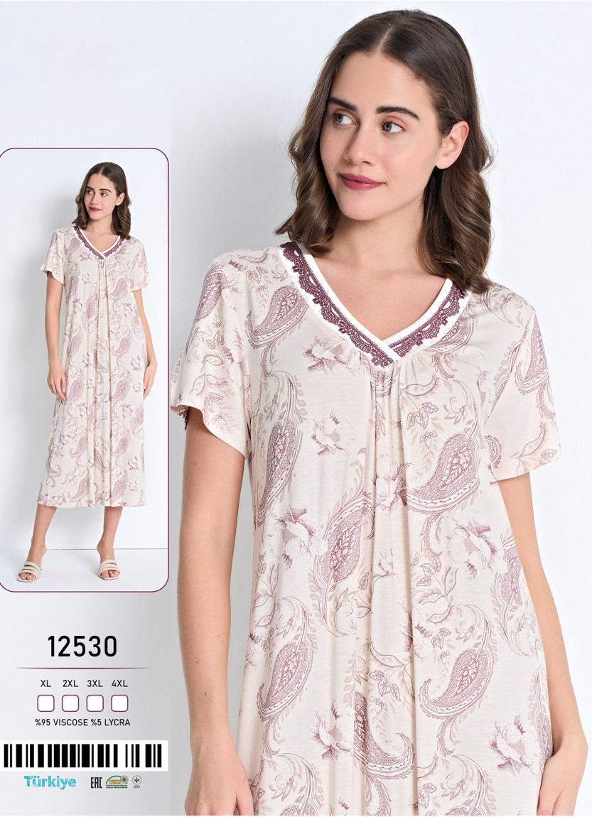 Caroline 12530 Оптом Турция Фабрика Ночная Сорочка (XL+2XL+3XL+4XL) Caroline 12530 Купить Оптом с Турции