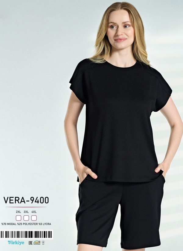 Caroline VERA-9400 Modal Shorts Homewear Set (2XL+3XL+4XL) — direct Turkish factory supply