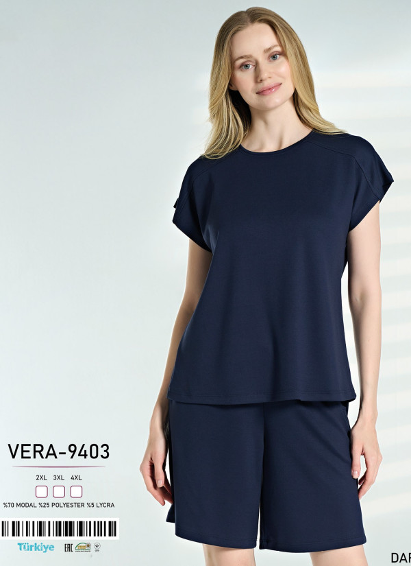 Caroline VERA-9403 Modal Shorts Homewear Set (2XL+3XL+4XL) — Turkish textile wholesale