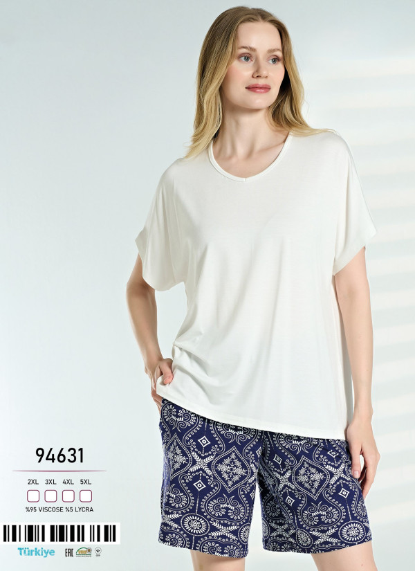 Caroline 94631 Viscose Shorts Homewear Set (2XL+3XL+4XL+5XL) — Turkish textile wholesale