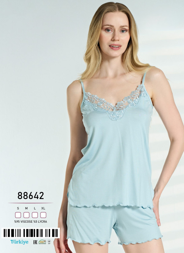 Caroline 88642 Viscose Shorts Homewear Set (S+M+L+XL) — wholesale from Turkey