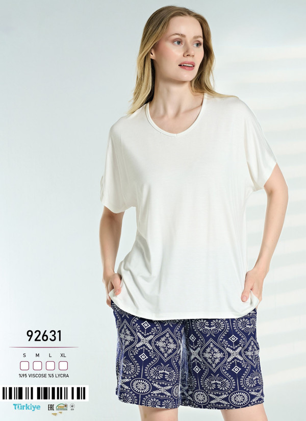 Caroline 92631 Viscose Shorts Homewear Set (S+M+L+XL) — factory-direct from Turkey