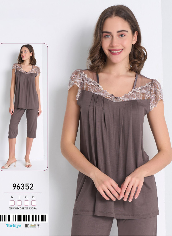 Caroline 96352 Viscose Capri Homewear Set (M+L+XL+XL) — Turkish textile wholesale