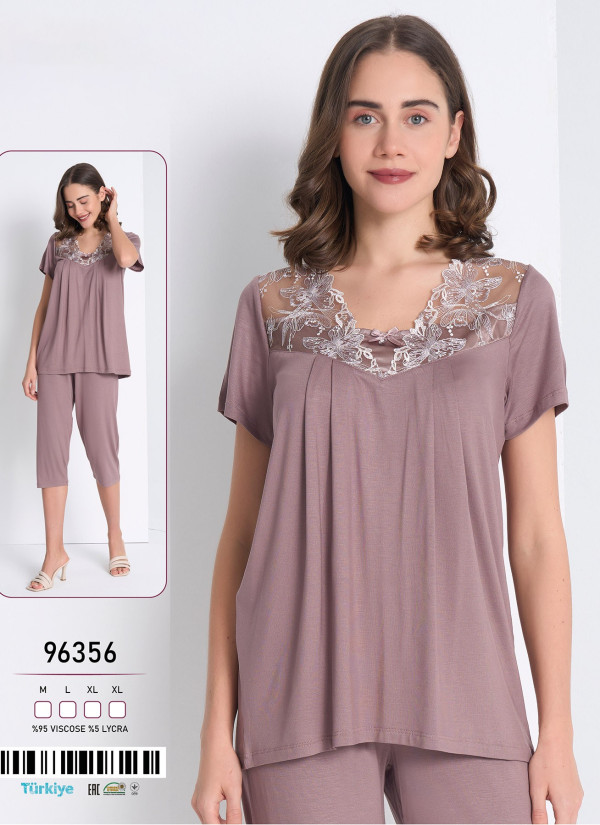 Caroline 96356 Viscose Capri Homewear Set (M+L+XL+XL) — Turkish textile wholesale