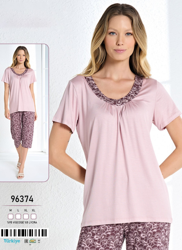 Caroline 96374 Viscose Capri Homewear Set (M+L+XL+XL) — direct Turkish factory supply