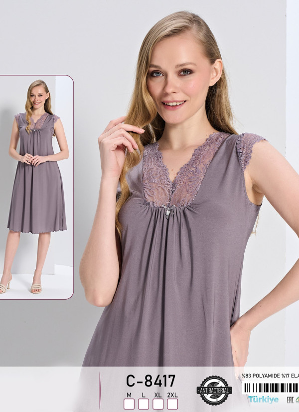 Caroline C-8417 Nightdress (M+L+XL+2XL) — factory-direct from Turkey