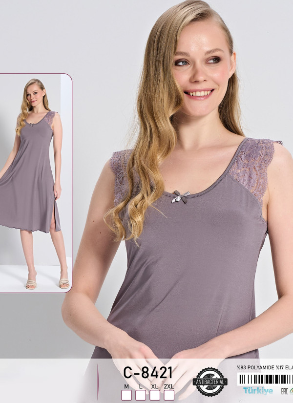 Caroline C-8421 Nightdress (M+L+XL+2XL) — direct Turkish factory supply
