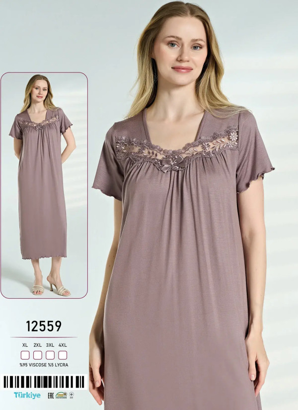 Caroline 12559 Viscose Nightdress (XL+2XL+3XL+4XL) — Istanbul wholesale supplier