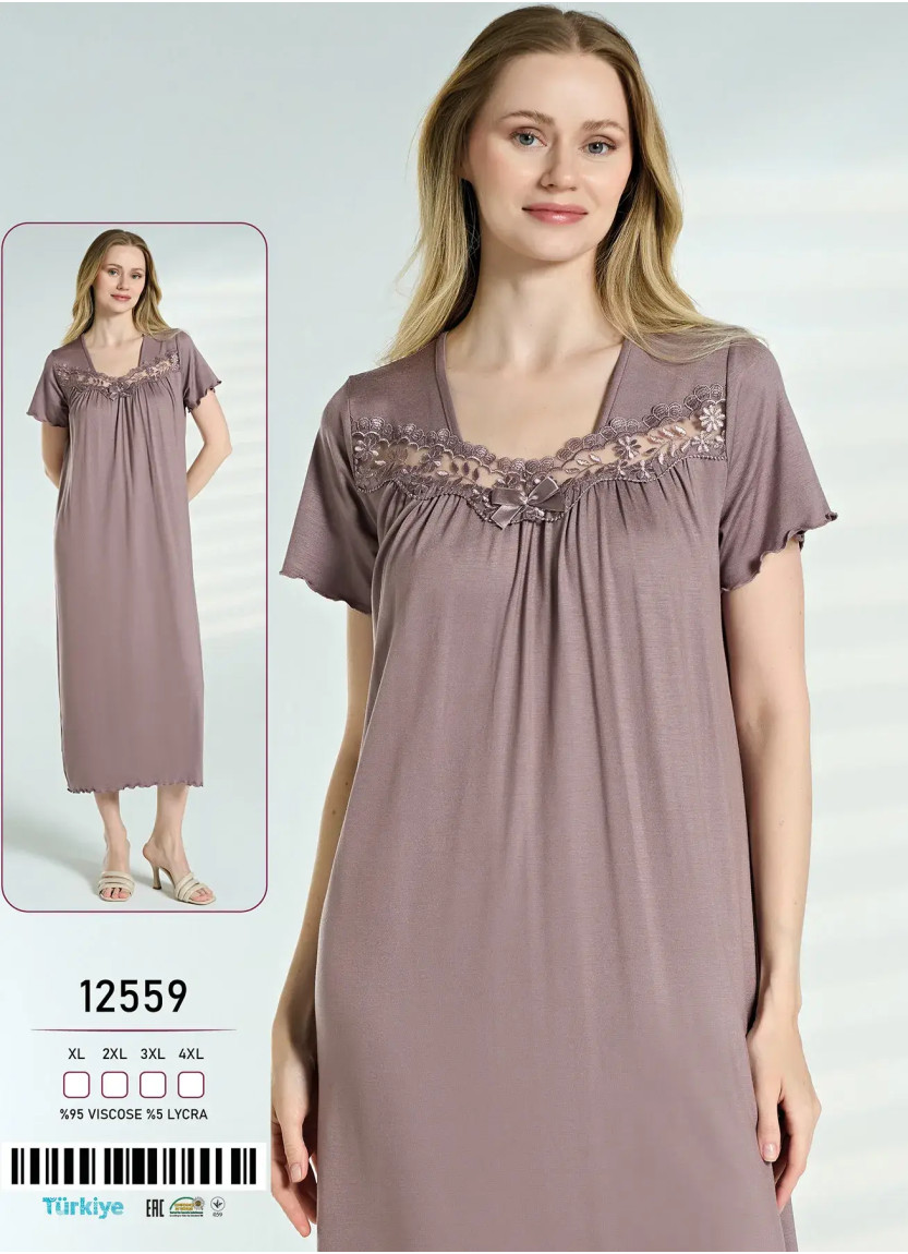 Caroline 12559 Viscose Nightdress (XL+2XL+3XL+4XL) — Istanbul wholesale supplier