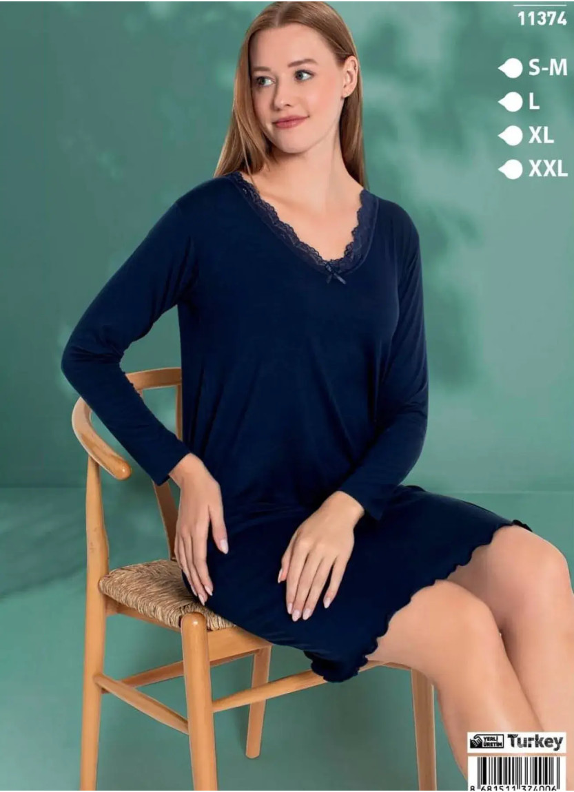 LEMARIES 11374 Viscose Nightdress (S/M+L+XL+XXL) — Turkish factory wholesale