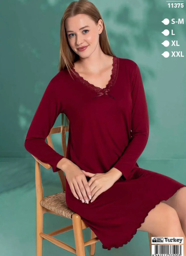 LEMARIES 11375 Viscose Nightdress (S/M+L+XL+XXL) — Istanbul wholesale supplier