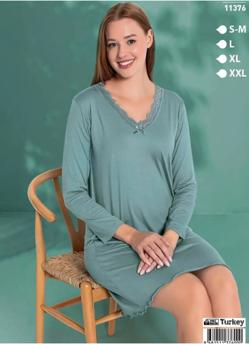 Ночная Сорочка из Вискозы (S/M+L+XL+XXL) LE' MARIES LEMARIES 11376 — фабричная коллекция оптом