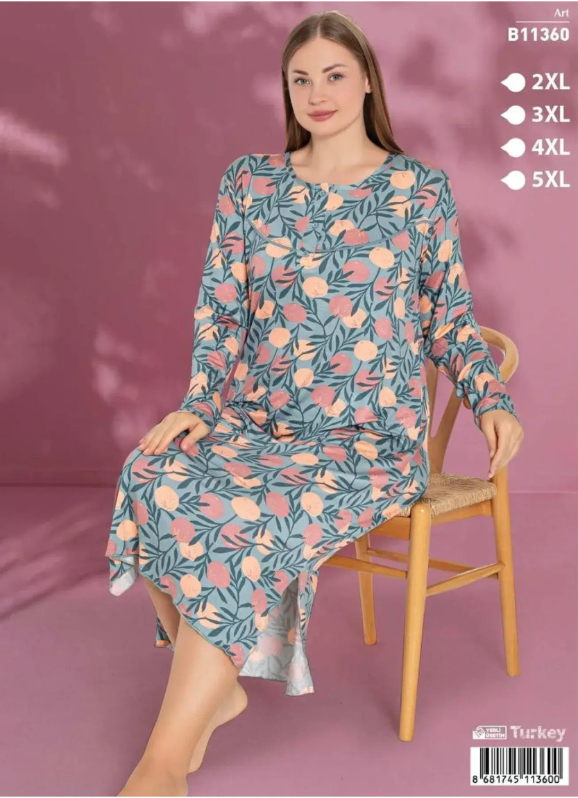 Ночная Сорочка из Вискозы (2XL+3XL+4XL+5XL) LE' MARIES LEMARIES B11360 — купить оптом со Стамбула