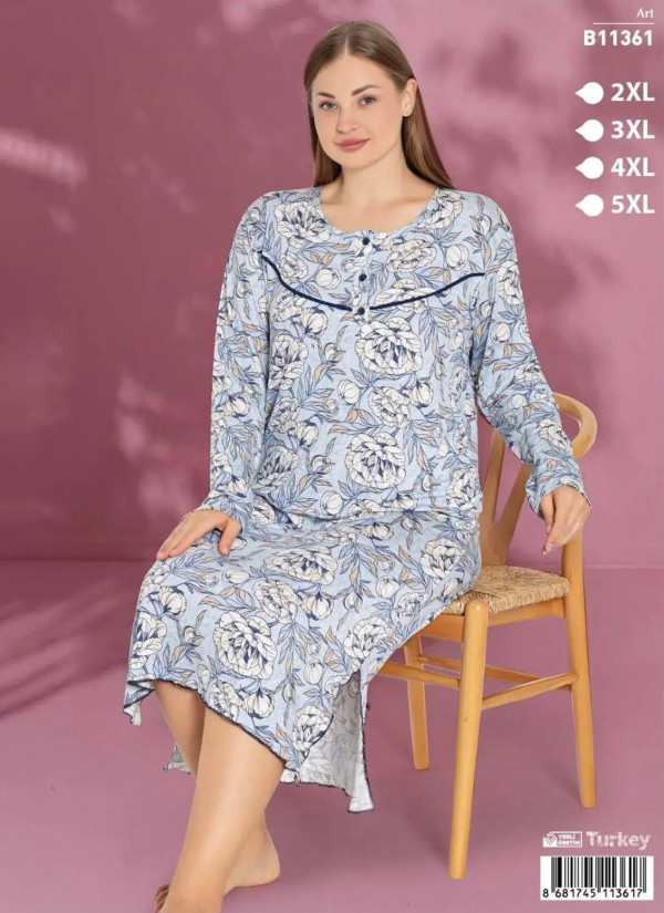 LEMARIES B11361 Viscose Nightdress (2XL+3XL+4XL+5XL) — wholesale for boutiques