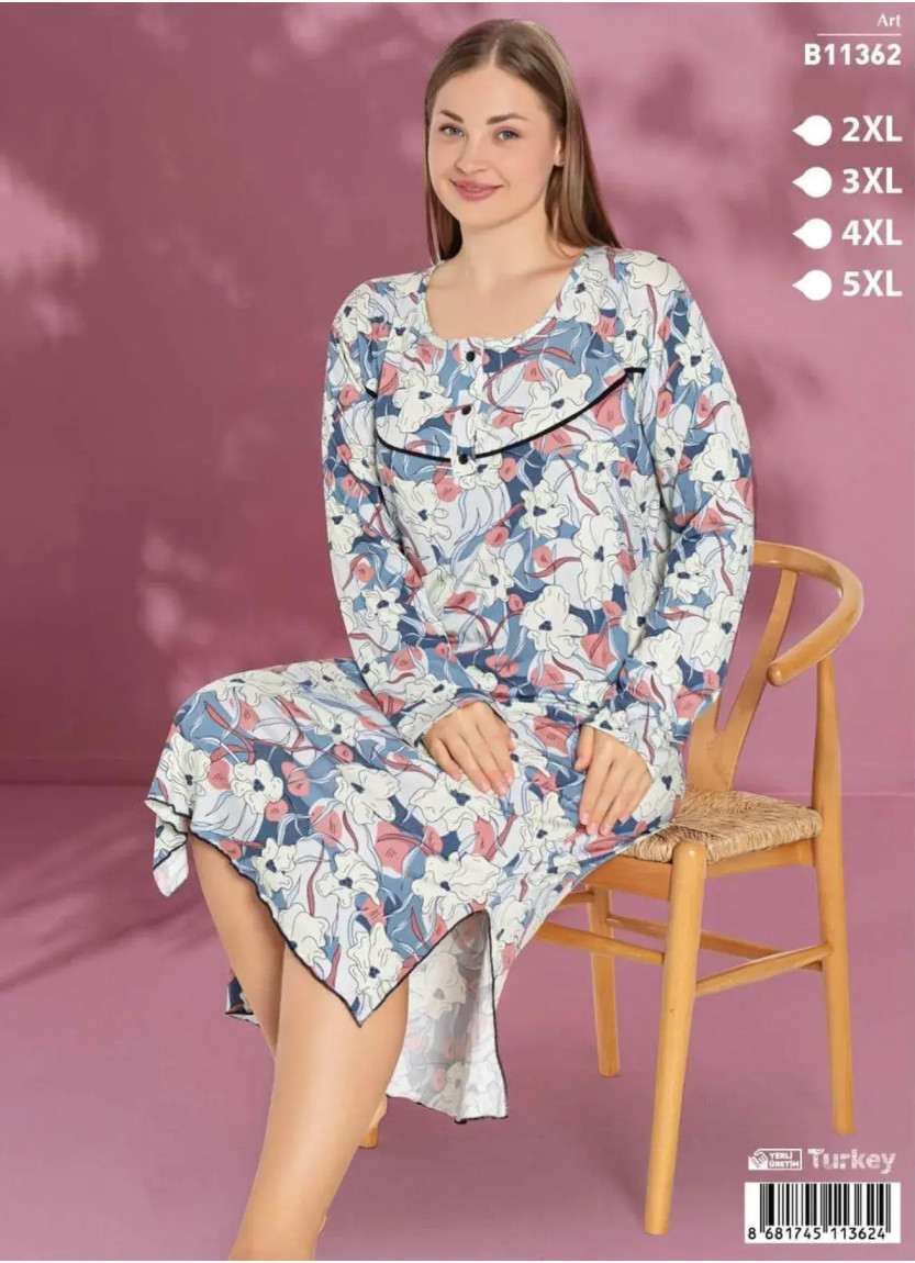 LEMARIES B11362 Viscose Nightdress (2XL+3XL+4XL+5XL) — Turkey wholesale collection