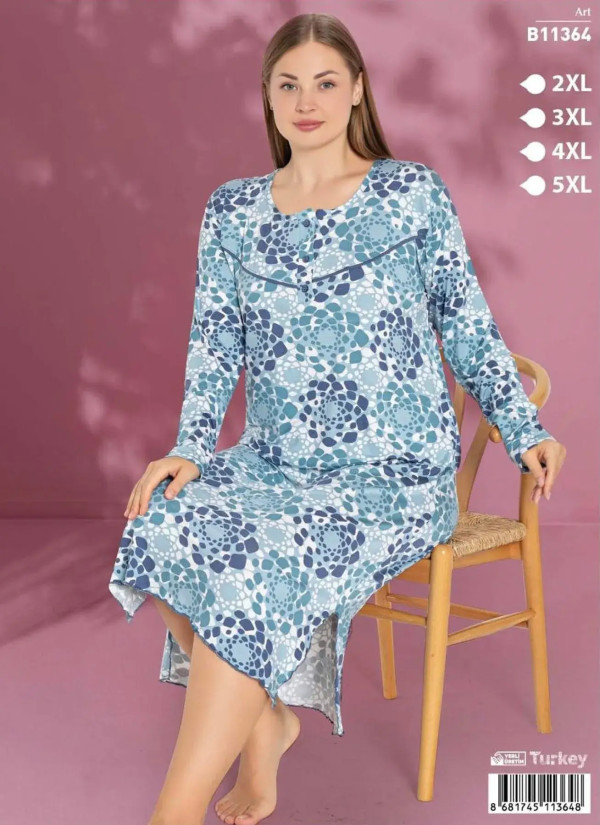 LEMARIES B11364 Viscose Nightdress (2XL+3XL+4XL+5XL) — Istanbul wholesale supplier