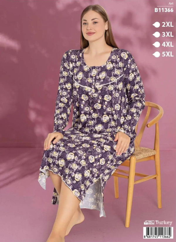 LEMARIES B11366 Viscose Nightdress (2XL+3XL+4XL+5XL) — Turkey wholesale collection