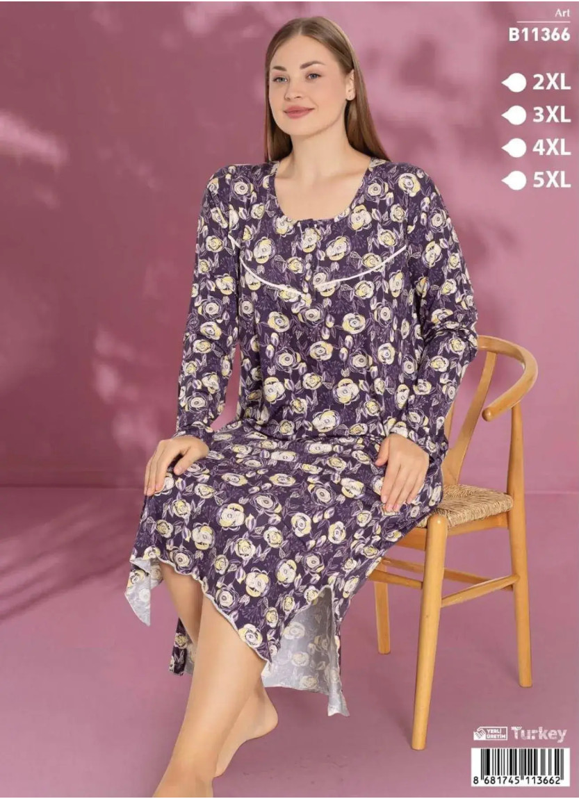 LEMARIES B11366 Viscose Nightdress (2XL+3XL+4XL+5XL) — Turkey wholesale collection