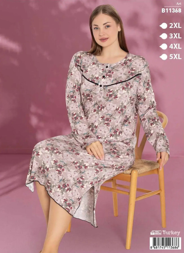 LEMARIES B11368 Viscose Nightdress (2XL+3XL+4XL+5XL) — Istanbul wholesale supplier