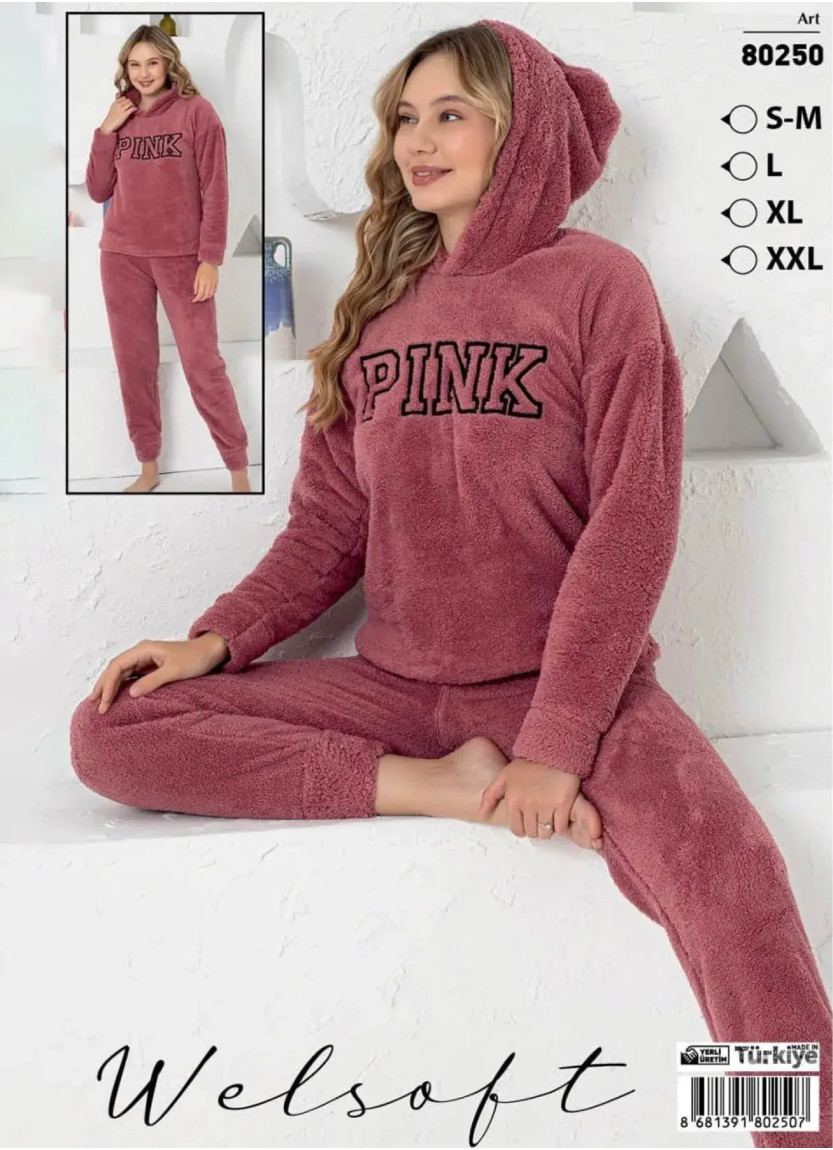 Пижама Женская с Капюшоном Велсофт (S/M+L+XL+XXL) Wellsoft POLAT WLS 80250 — купить оптом из Турции