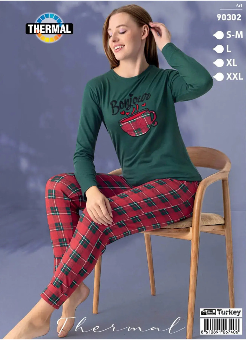 Пижама Женская Теплая Термальная (S/M+L+XL+XXL) TERMAL LEMARIES TRM 90302 — оптом для магазинов и бутиков