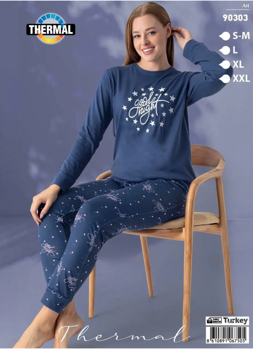 Пижама Женская Теплая Термальная (S/M+L+XL+XXL) TERMAL LEMARIES TRM 90303 — купить оптом из Турции