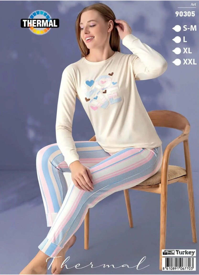 Пижама Женская Теплая Термальная (S/M+L+XL+XXL) TERMAL LEMARIES TRM 90305 — турецкий текстиль оптом