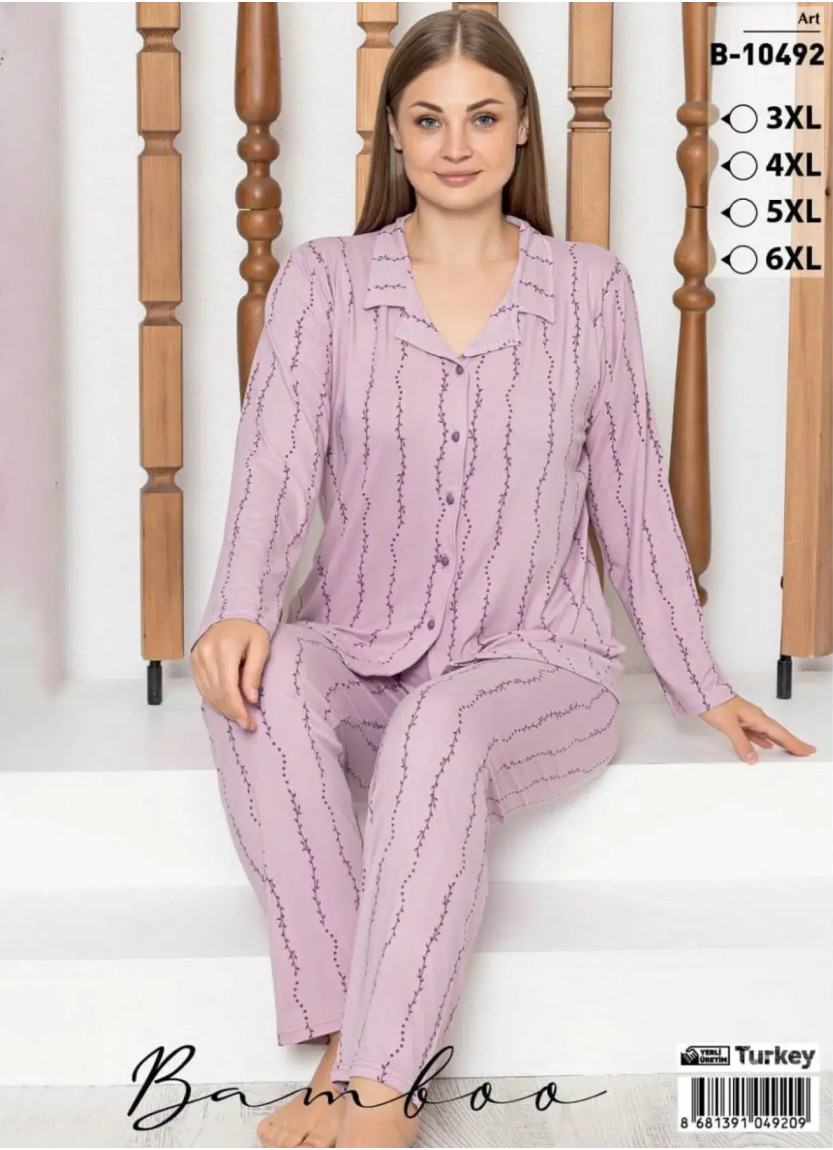Пижама Женская Комплект из Milan Bamboo (3XL+4XL+5XL+6XL) LE' MARIES LEMARIES B-10492 — оптовая поставка из Турции