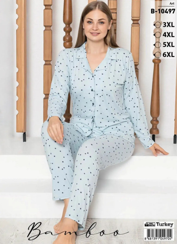 LEMARIES B-10497 Bamboo Women's Pajama Set (3XL+4XL+5XL+6XL) — Turkish textile wholesale